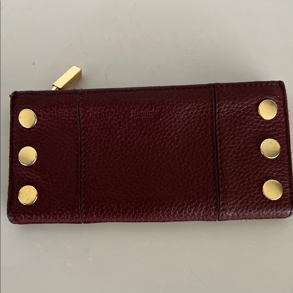Hammitt Maroon Burgundy Wallet with Gold Details